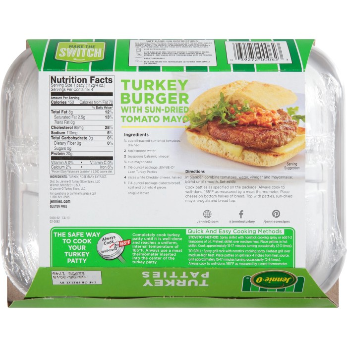 Turkey burger nutrition facts